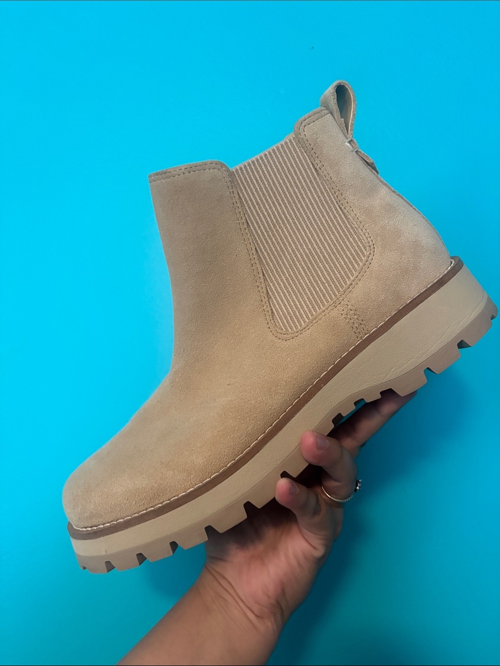 Sperry Tan Suede Lug Chelsea Bootie